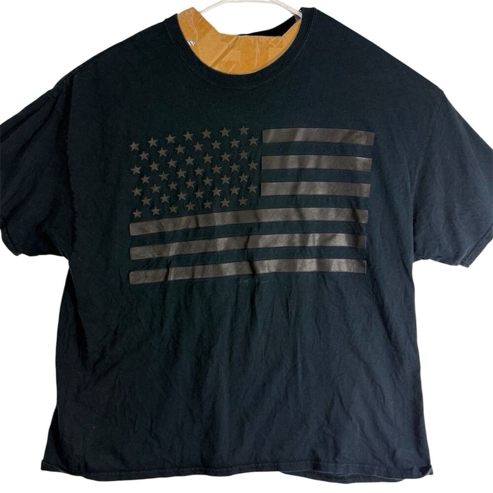 Ring Of Fire Textured Flag Mens XXXL Black Short Sleeve T-Shirt Ring Spun Cotton